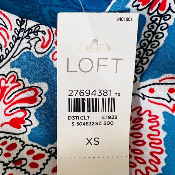 LOFT Blue Paisley Chiffon Halter Neck Trapeze Tank Top XS NWT - Picture 8 of 10